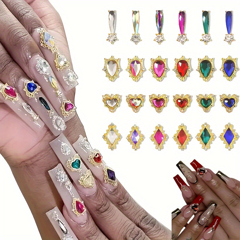 240-Piece Nail Art Rhinestone Set, Alloy Studs for Women and Girls, Unscented, Versatile Nail Jewelry for DIY Manicure Decoration and Accessories